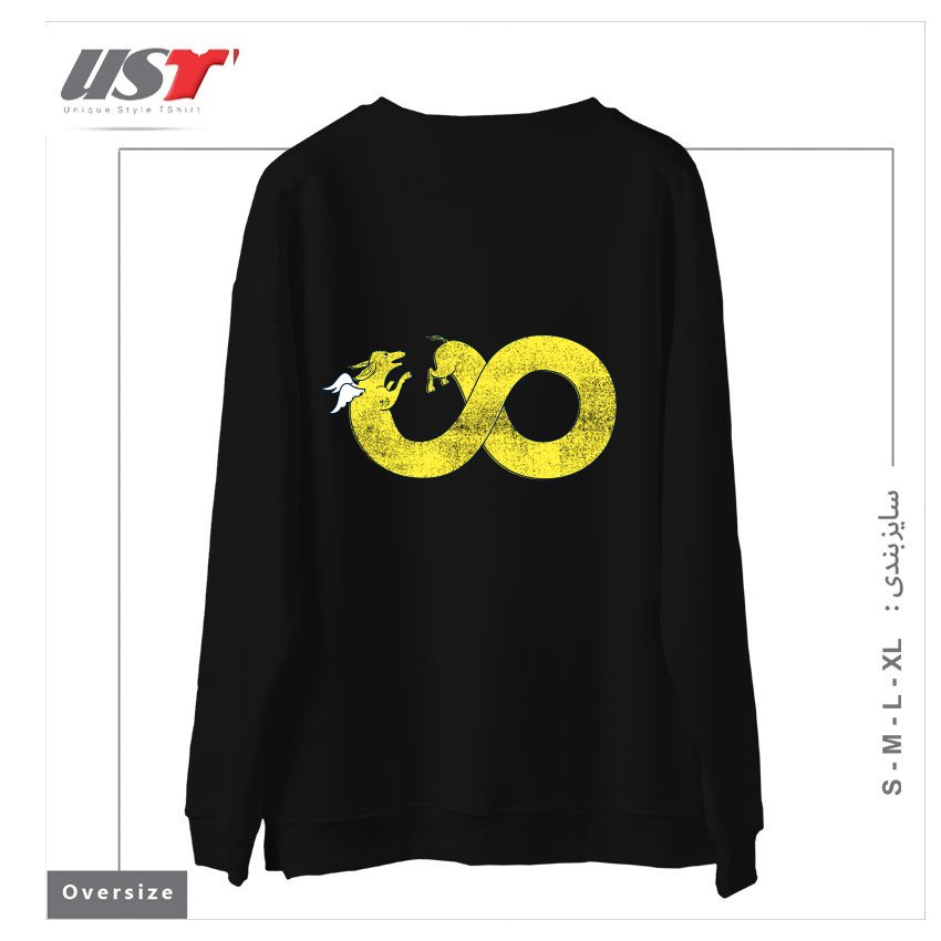 طرح THE YEAR OF THE DOG سوییشرت اورسایزرنگ مشکی