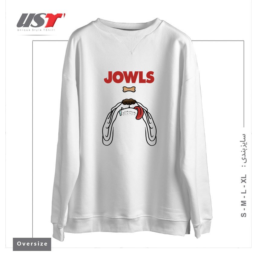 طرح JOWLS سوییشرت اورسایزرنگ سفید