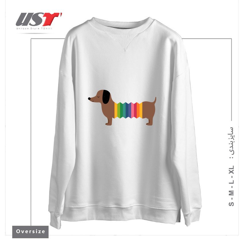 سوییشرت اورسایز طرح RAINBOW DOOOOOG