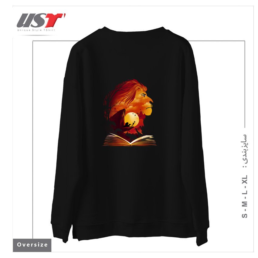 طرح BOOK OF PRIDE ROCK سوییشرت اورسایزرنگ مشکی