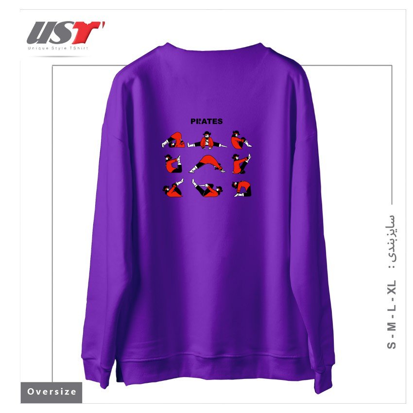 طرح PIRATES PILATES! سوییشرت اورسایزرنگ بنفش