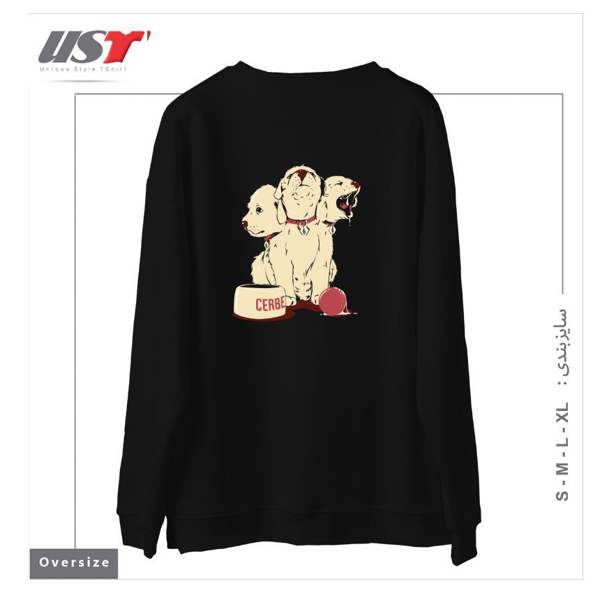 طرح SATAN'S LITTLE HELPER سوییشرت اورسایزرنگ مشکی