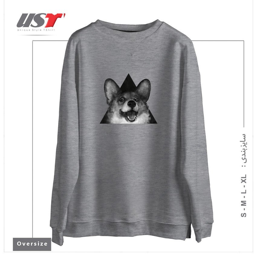 طرح SAUSAGE FOX سوییشرت اورسایزرنگ طوسی ملانژ