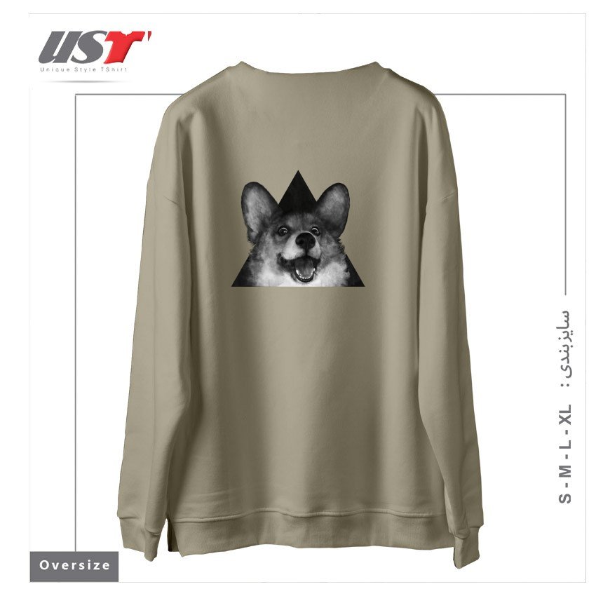 طرح SAUSAGE FOX سوییشرت اورسایزرنگ نخودی