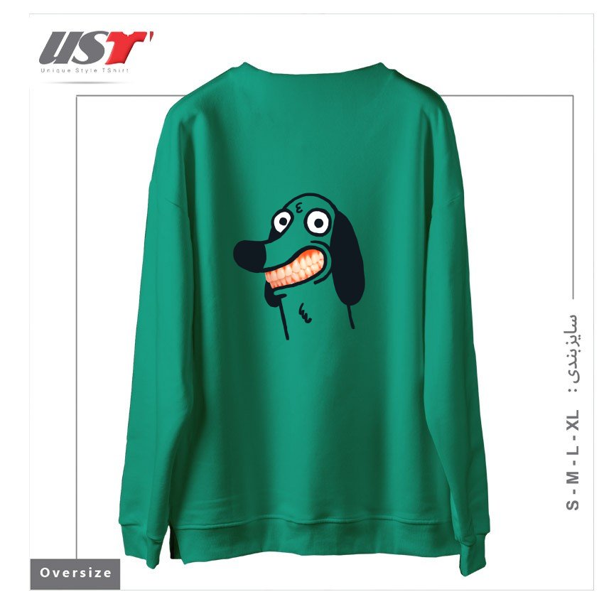 طرح SMILE سوییشرت اورسایزرنگ سبز سدری