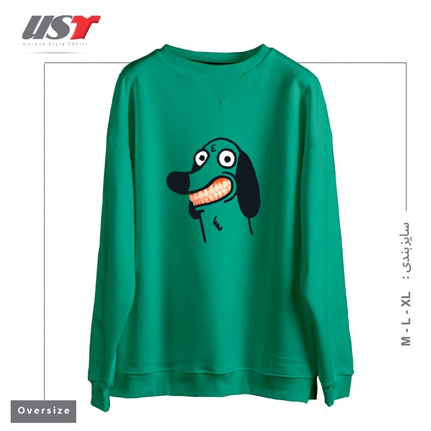 طرح SMILE سوییشرت اورسایزرنگ سبز سدری