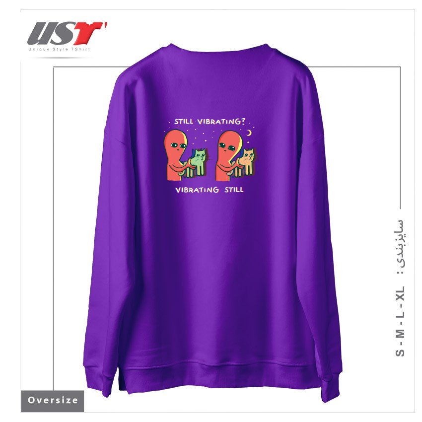 طرح STRANGE PLANET I FOUND THIS ITS VIBRATING  STRANGE TIMES EDITION سوییشرت اورسایزرنگ بنفش