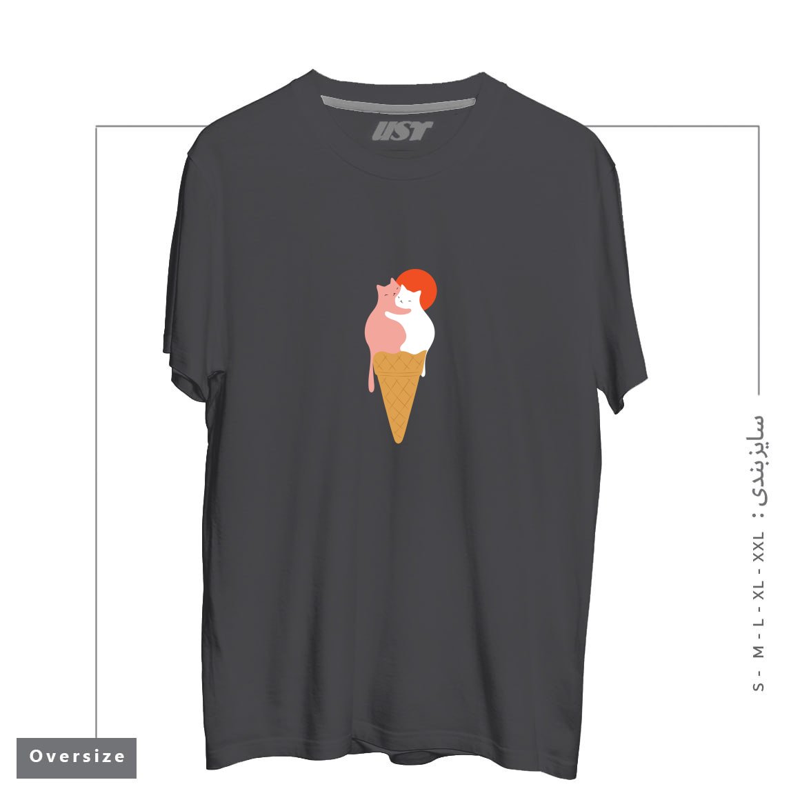 طرح STRAWBERRY HUG VANILLA تیشرت اورسایزرنگ دودی