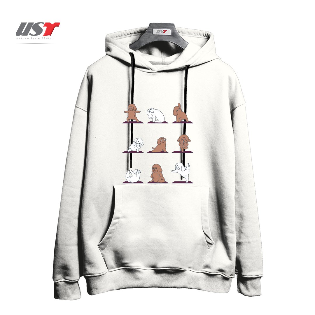 طرح POODLE YOGA هودی اورسایزرنگ سفید