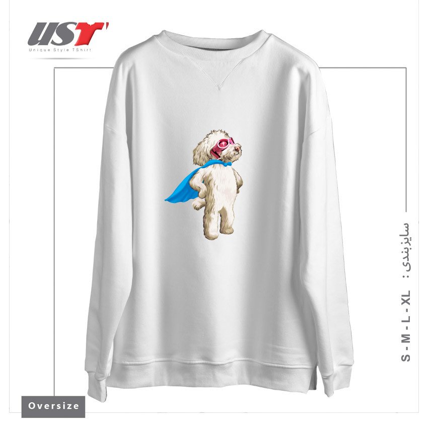 طرح SUPER سوییشرت اورسایزرنگ سفید