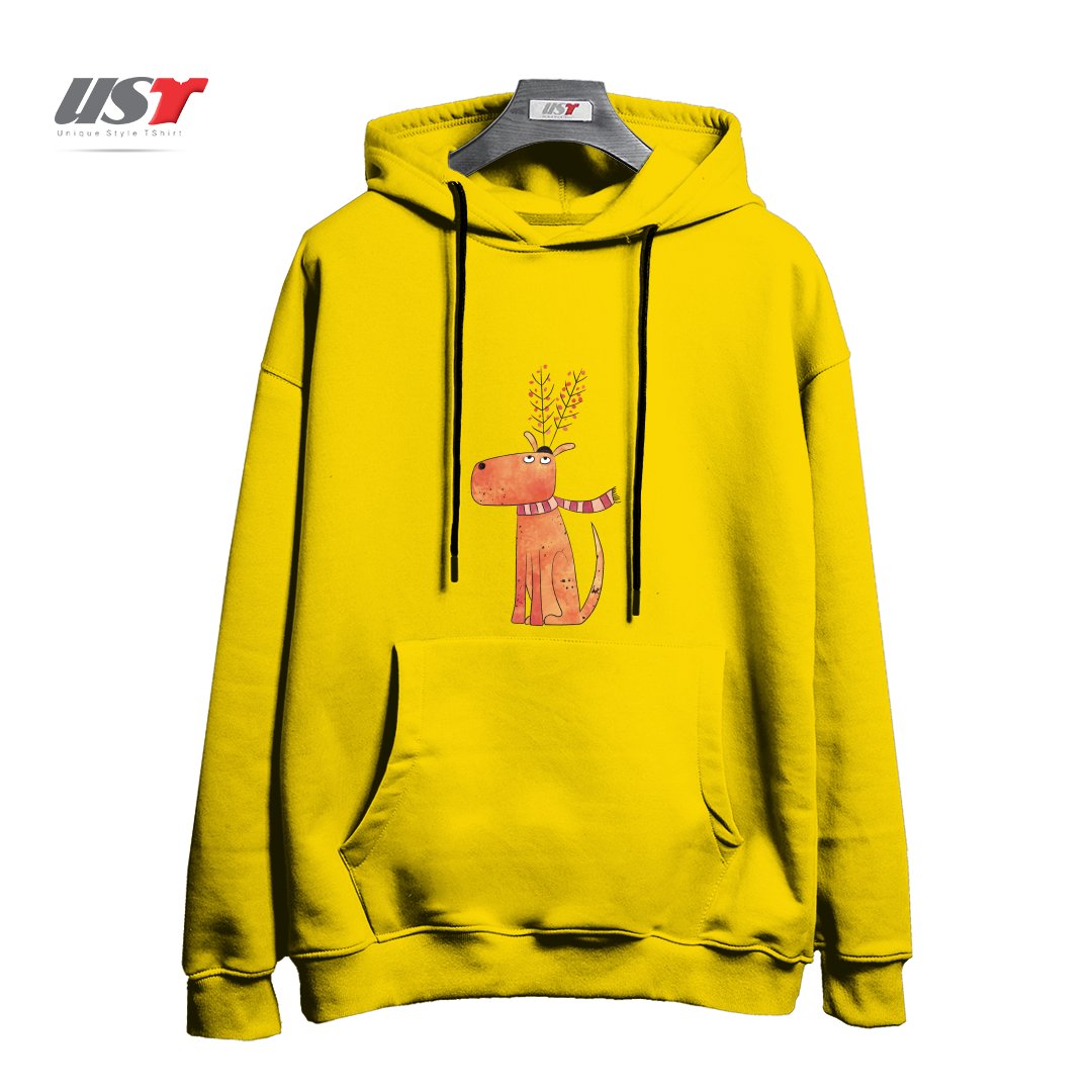 طرح THE ANTLER HAT هودی اورسایزرنگ زرد