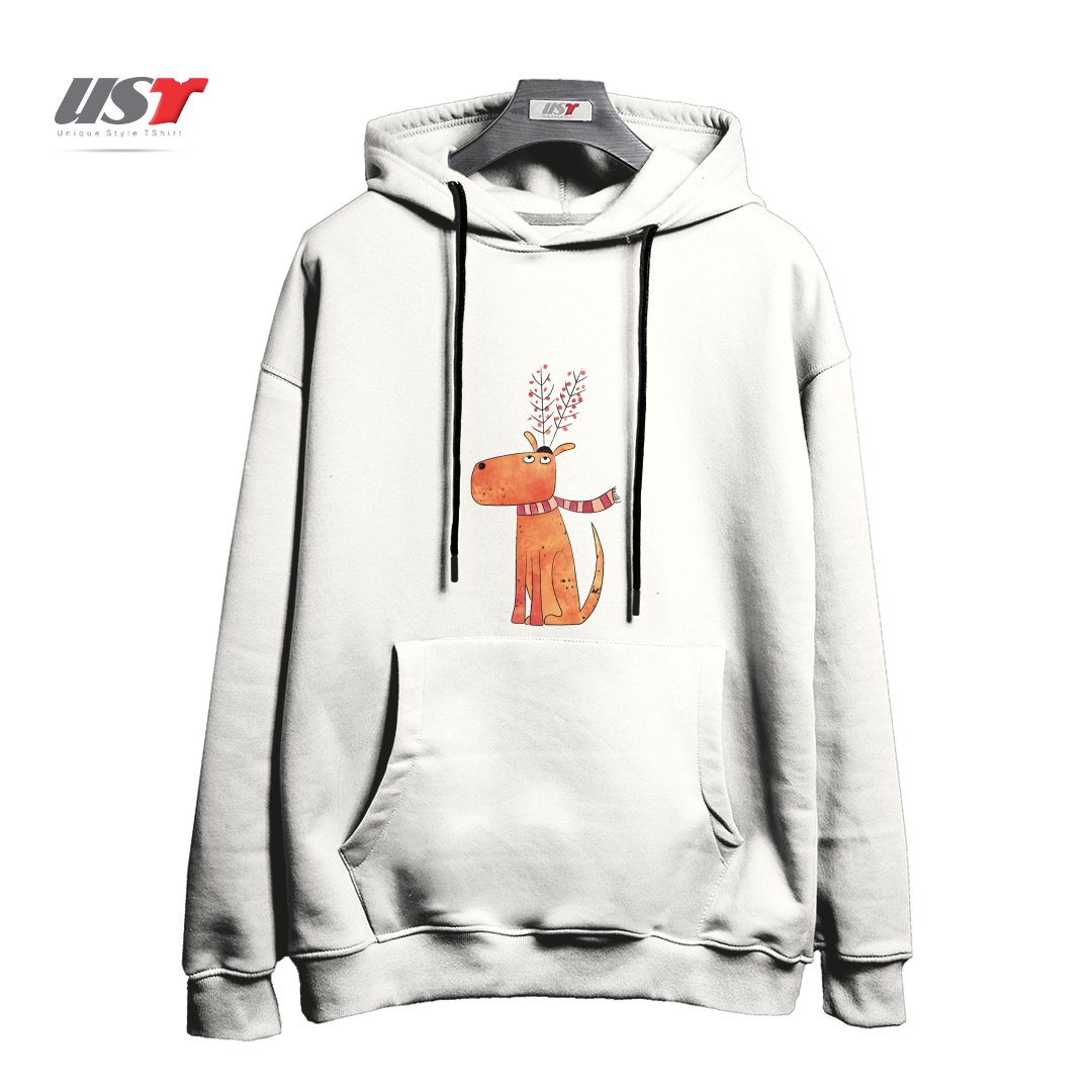 طرح THE ANTLER HAT هودی اورسایزرنگ سفید