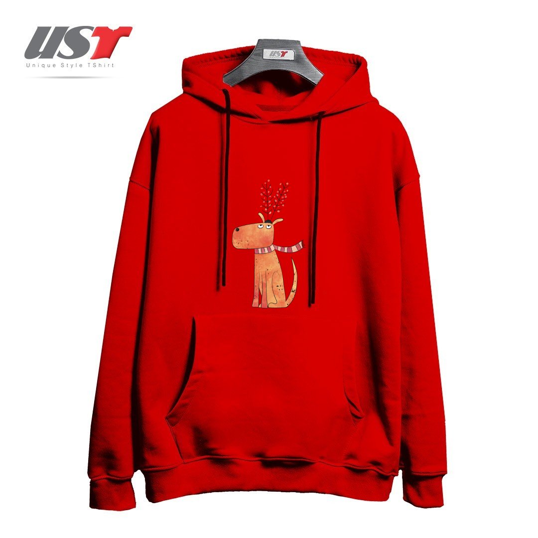 طرح THE ANTLER HAT هودی اورسایزرنگ قرمز