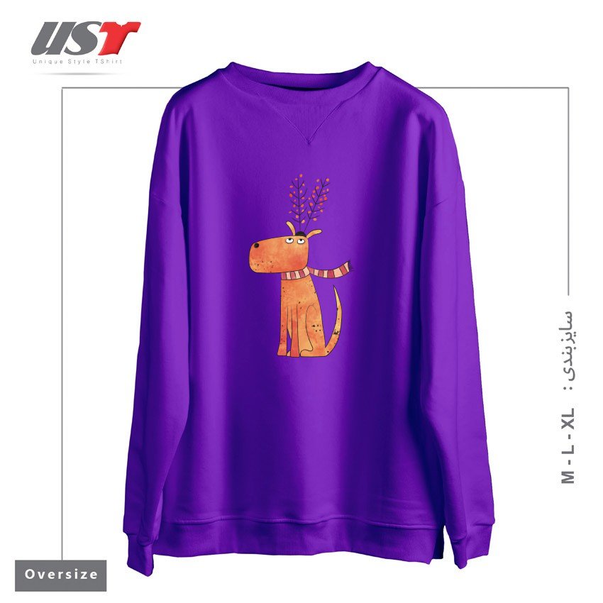 طرح THE ANTLER HAT سوییشرت اورسایزرنگ بنفش