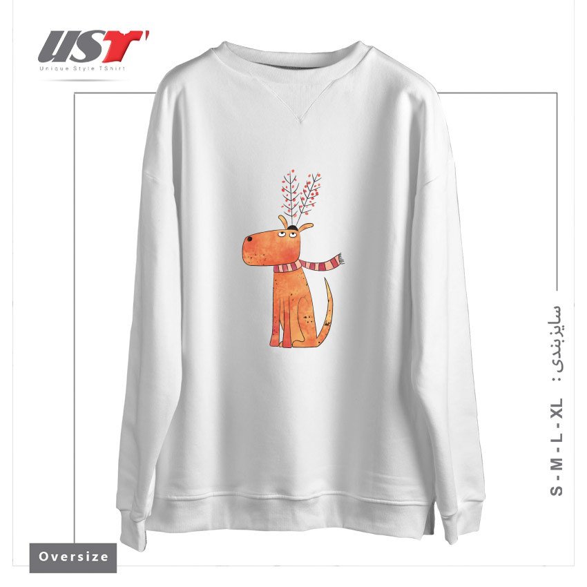 طرح THE ANTLER HAT سوییشرت اورسایزرنگ سفید