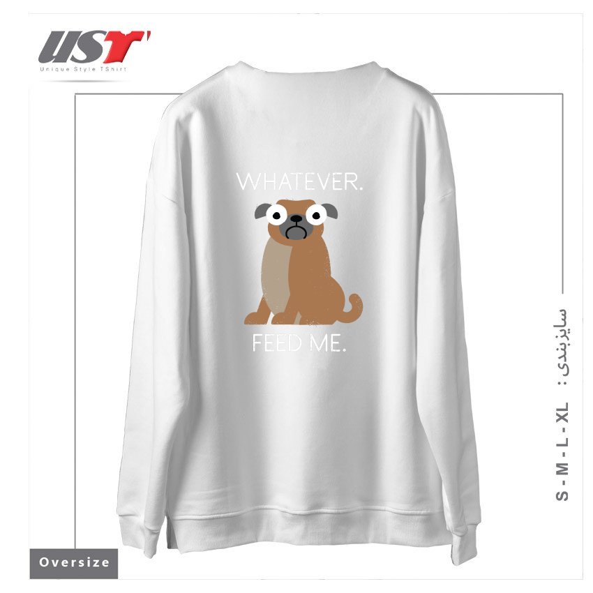 طرح THE PUGLY TRUTH سوییشرت اورسایزرنگ سفید