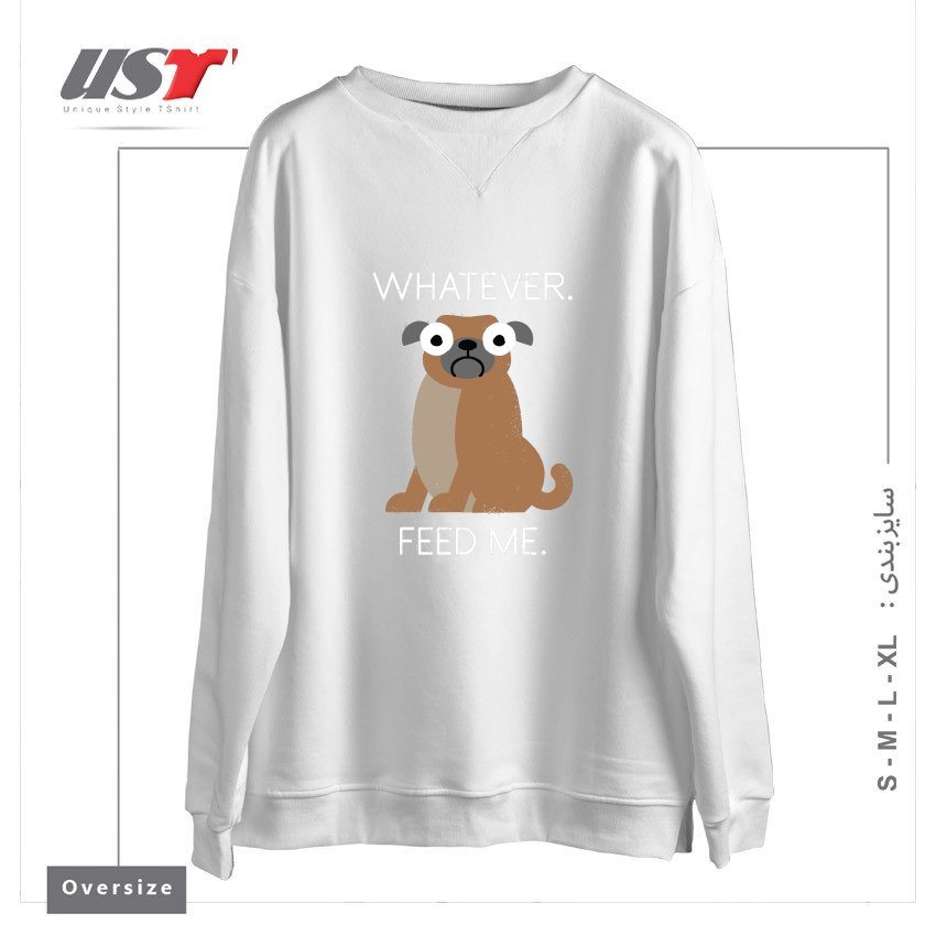 طرح THE PUGLY TRUTH سوییشرت اورسایزرنگ سفید