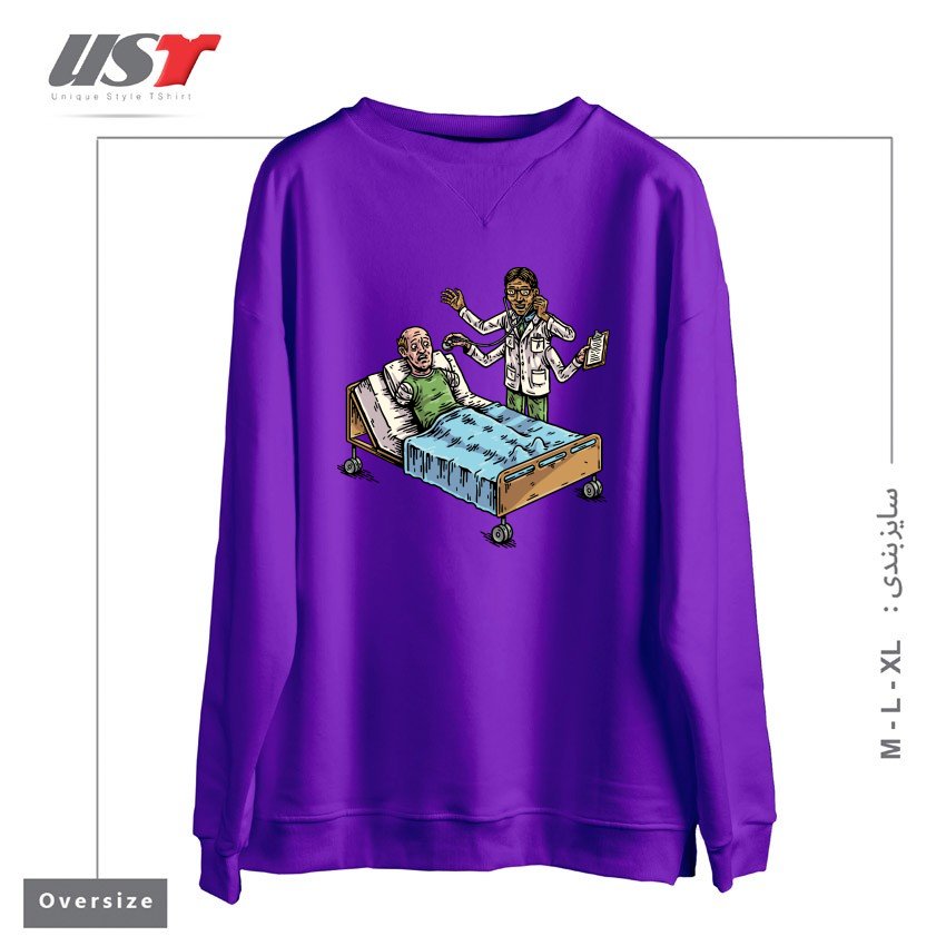 طرح BAD DOCTOR سوییشرت اورسایزرنگ بنفش