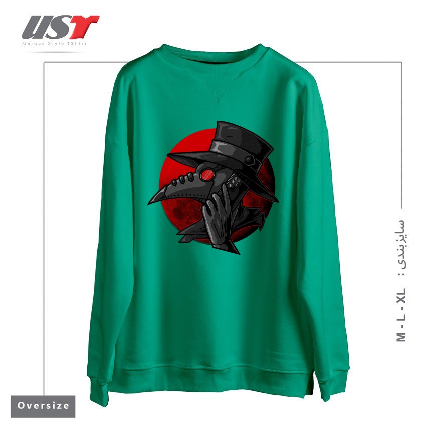 طرح CALL YOUR DOCTOR سوییشرت اورسایزرنگ سبز سدری