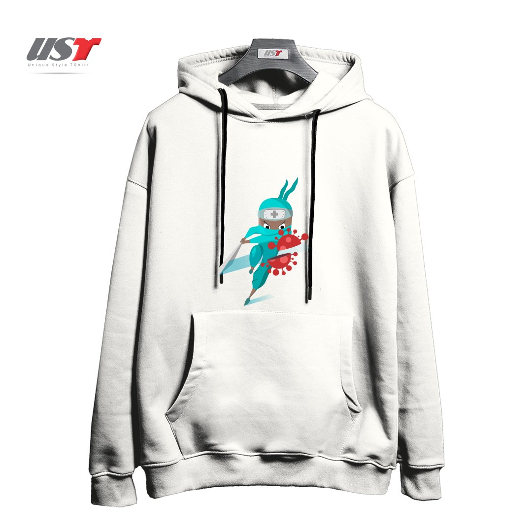 طرح CORONAHERO هودی اورسایزرنگ سفید