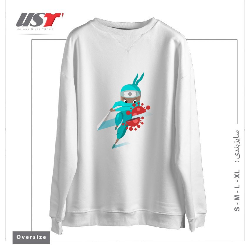 طرح CORONAHERO سوییشرت اورسایزرنگ سفید