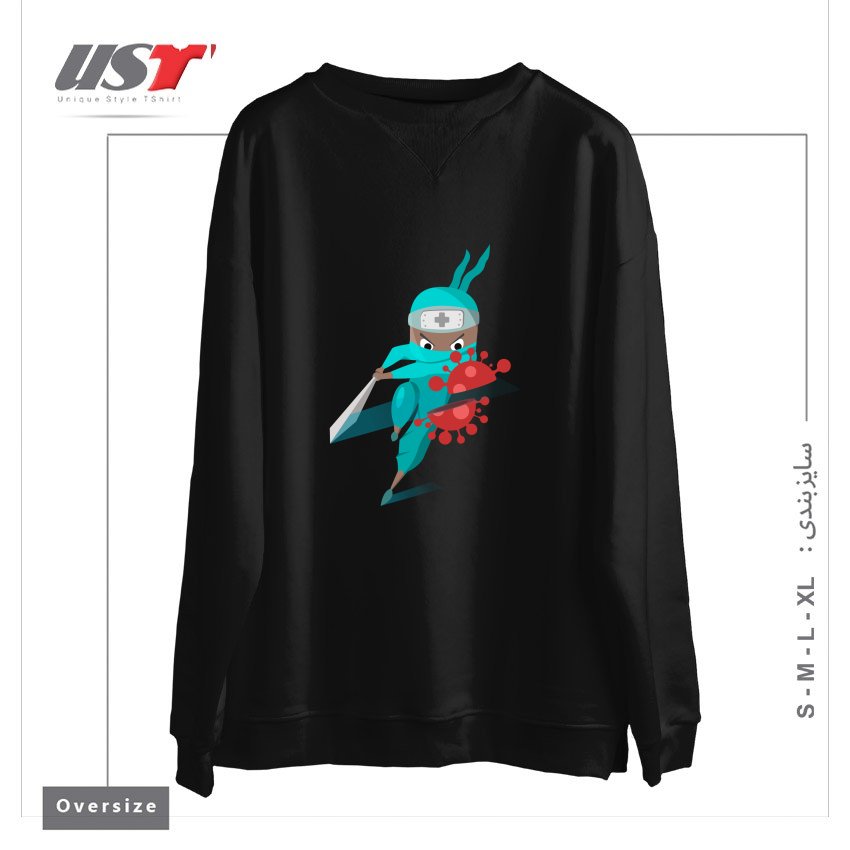 طرح CORONAHERO سوییشرت اورسایزرنگ مشکی