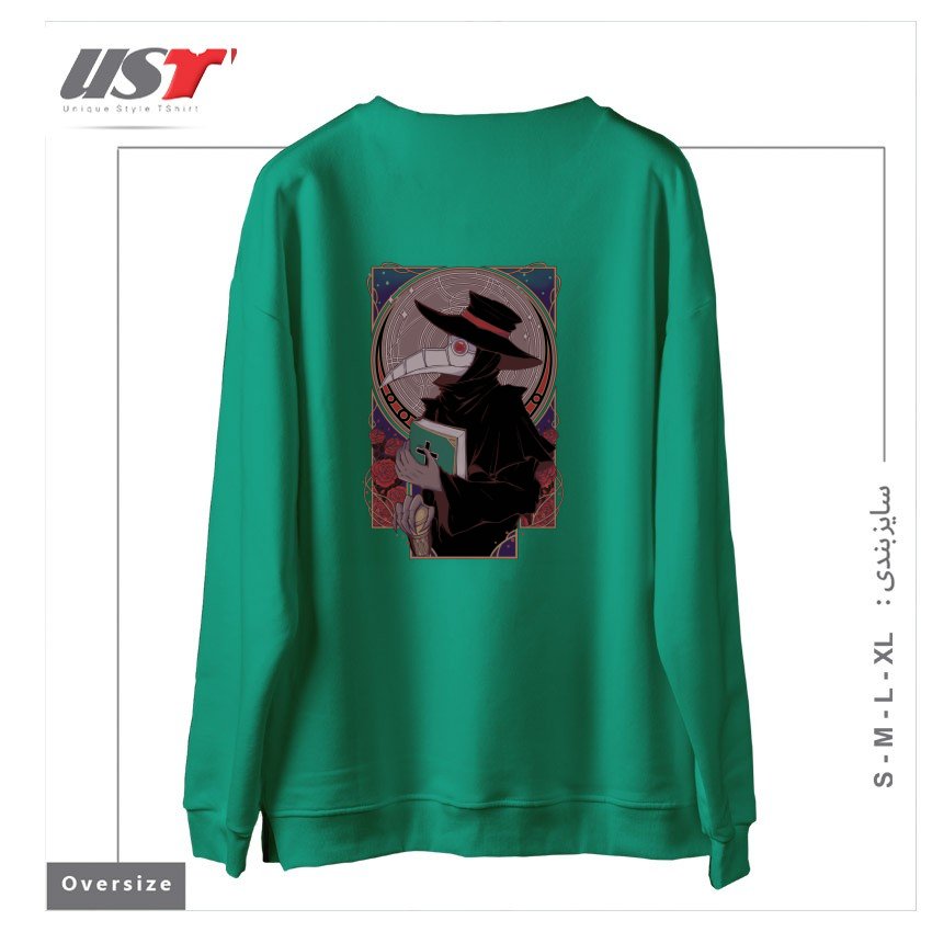 طرح DARK DOCTOR سوییشرت اورسایزرنگ سبز سدری