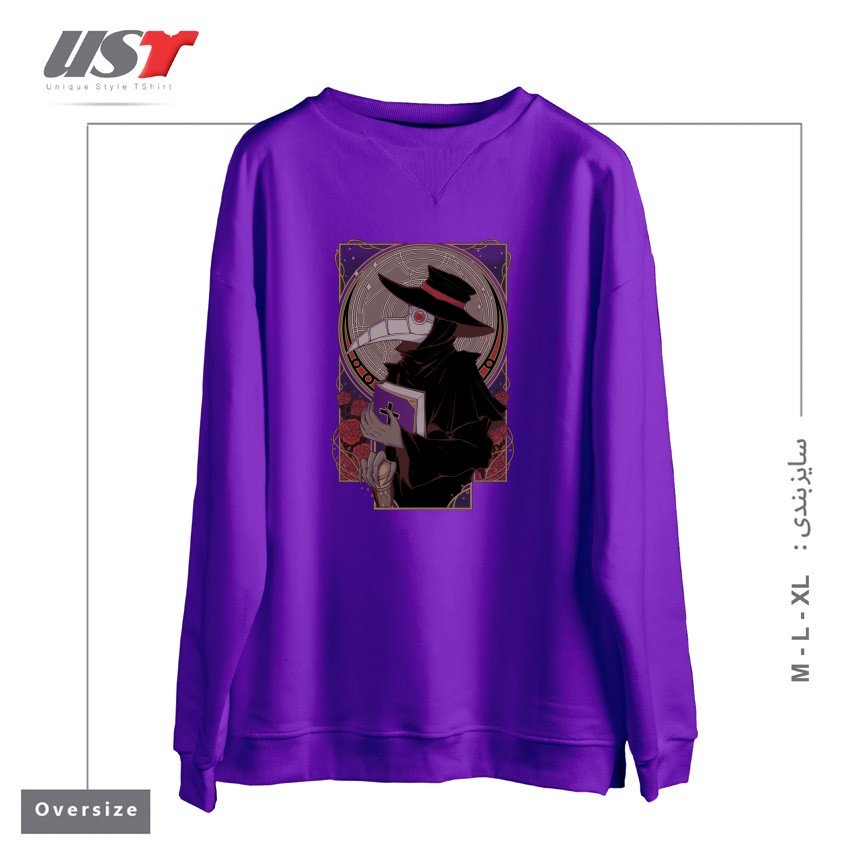 طرح DARK DOCTOR سوییشرت اورسایزرنگ بنفش