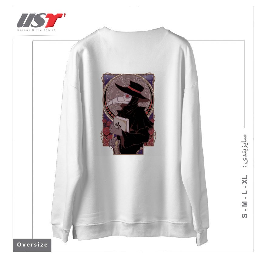 طرح DARK DOCTOR سوییشرت اورسایزرنگ سفید