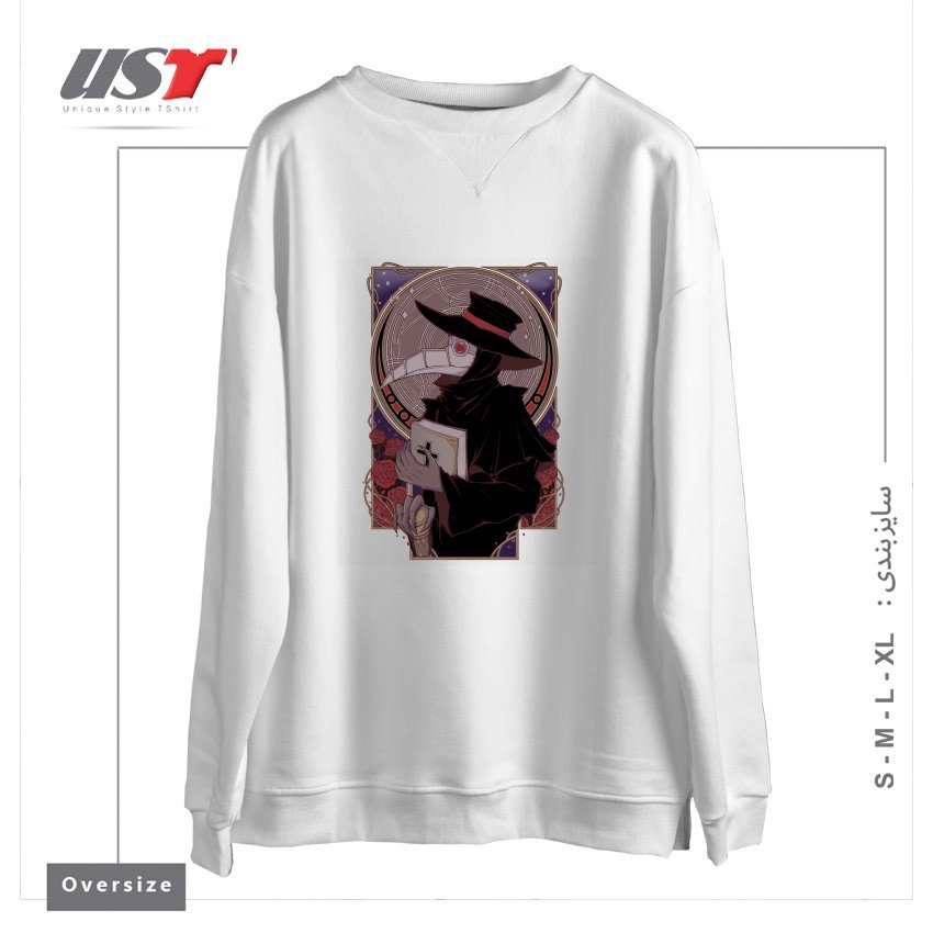 طرح DARK DOCTOR سوییشرت اورسایزرنگ سفید