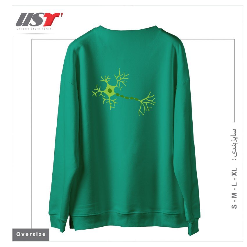 طرح DIGITAL NEURONS سوییشرت اورسایزرنگ سبز سدری