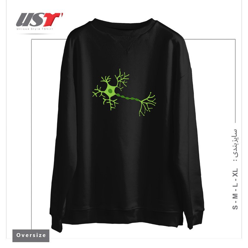 طرح DIGITAL NEURONS سوییشرت اورسایزرنگ مشکی