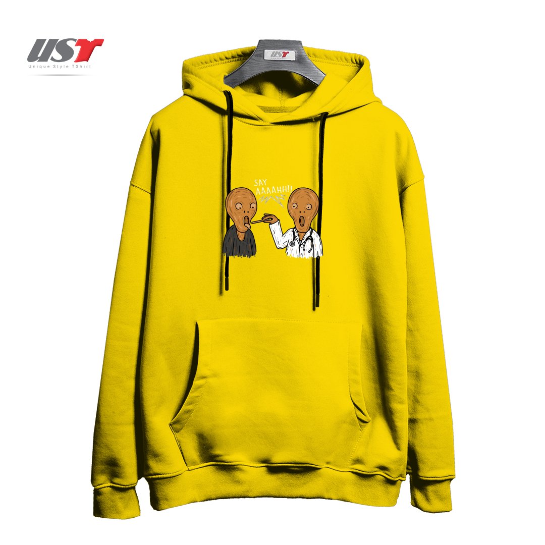 طرح DOCTOR MUNCH! هودی اورسایزرنگ زرد