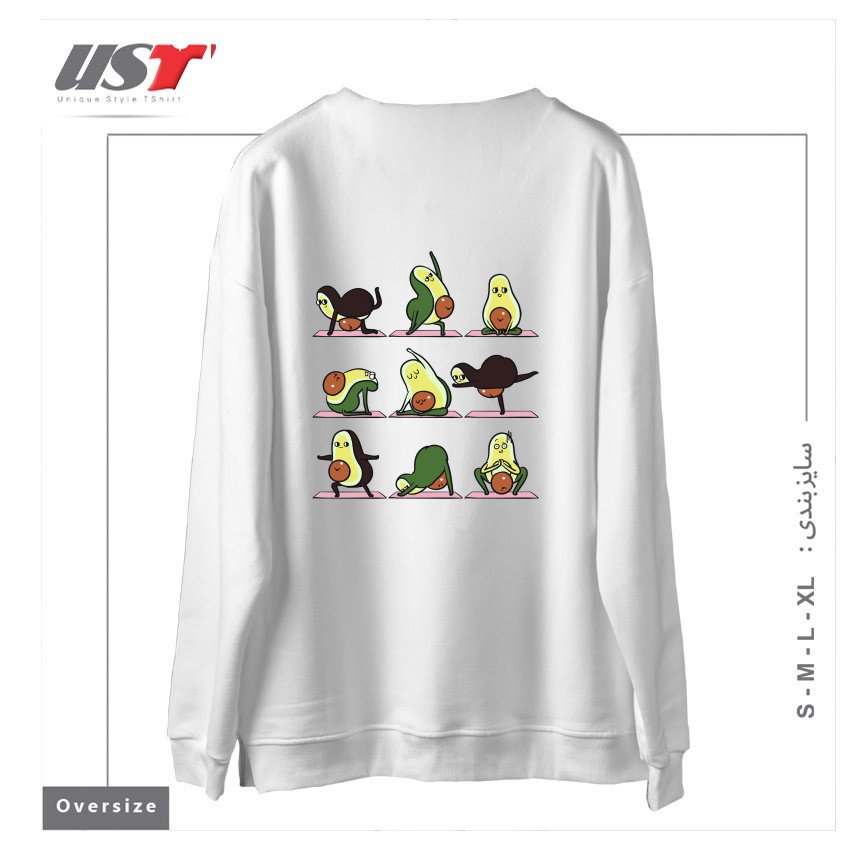 طرح PREGNANCY AVOCADO YOGA سوییشرت اورسایزرنگ سفید