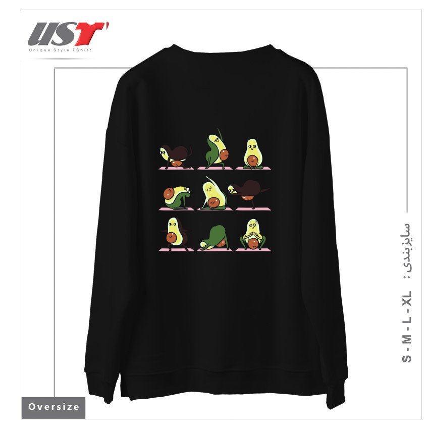 طرح PREGNANCY AVOCADO YOGA سوییشرت اورسایزرنگ مشکی