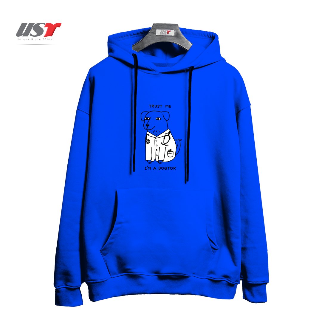 طرح DOGTOR هودی اورسایزرنگ آبی شالی