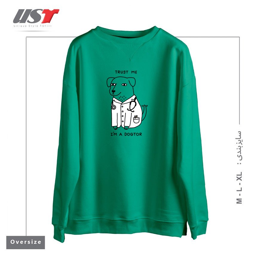طرح DOGTOR سوییشرت اورسایزرنگ سبز سدری