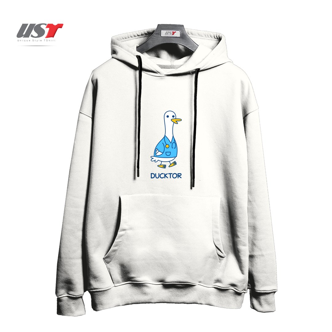 طرح DUCKTOR (DUCK DOCTOR) T-SHIRT هودی اورسایزرنگ سفید