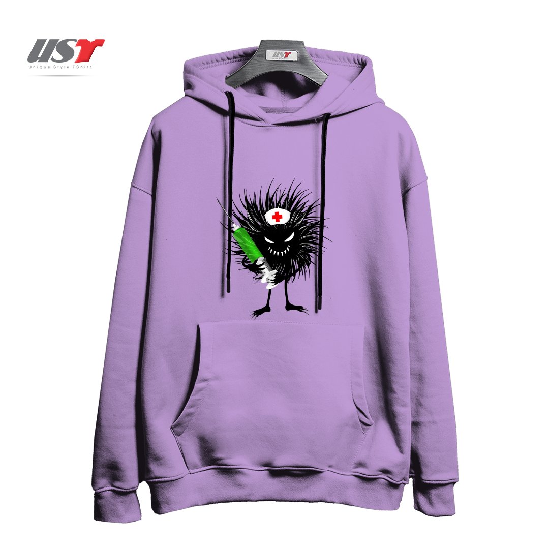 طرح FUNNY EVIL BUG NURSE WITH SYRINGE هودی اورسایزرنگ یاسی