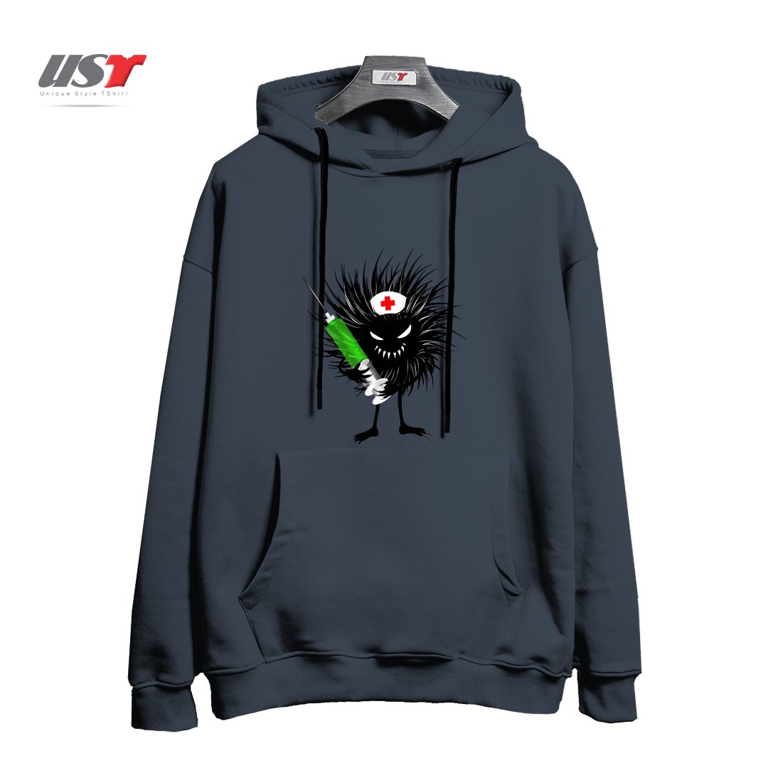 طرح FUNNY EVIL BUG NURSE WITH SYRINGE هودی اورسایزرنگ دودی