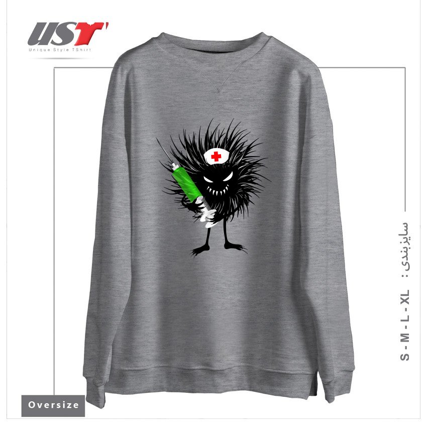 سوییشرت اورسایز طرح FUNNY EVIL BUG NURSE WITH SYRINGE