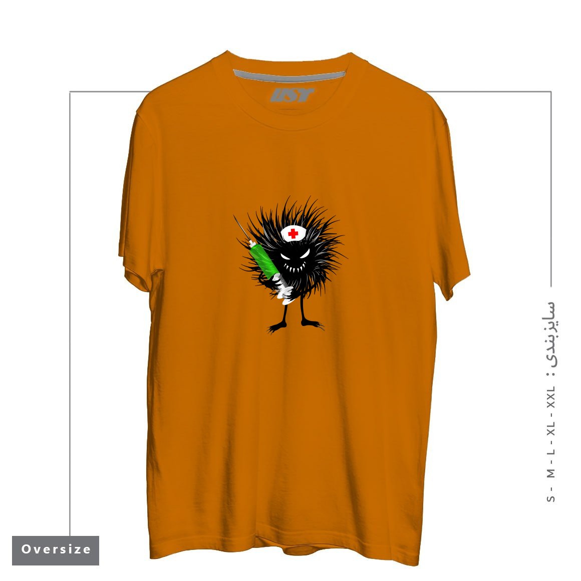 تیشرت اورسایز طرح FUNNY EVIL BUG NURSE WITH SYRINGE