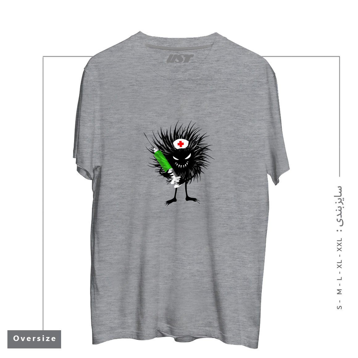 تیشرت اورسایز طرح FUNNY EVIL BUG NURSE WITH SYRINGE