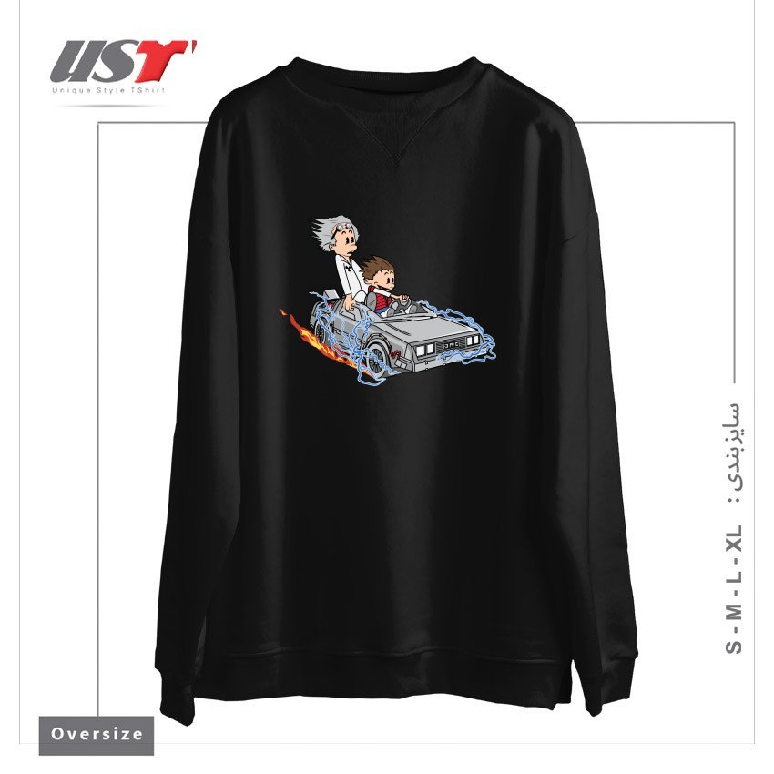 طرح GREAT SCOTT!32122150 سوییشرت اورسایزرنگ مشکی