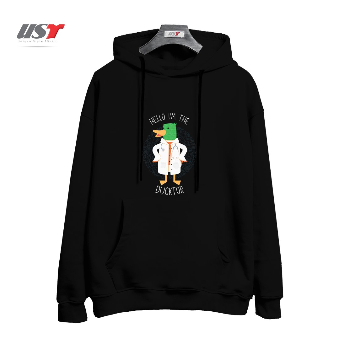 هودی اورسایز طرح HELLO I'M THE DUCKTOR (DUCK DOCTOR)