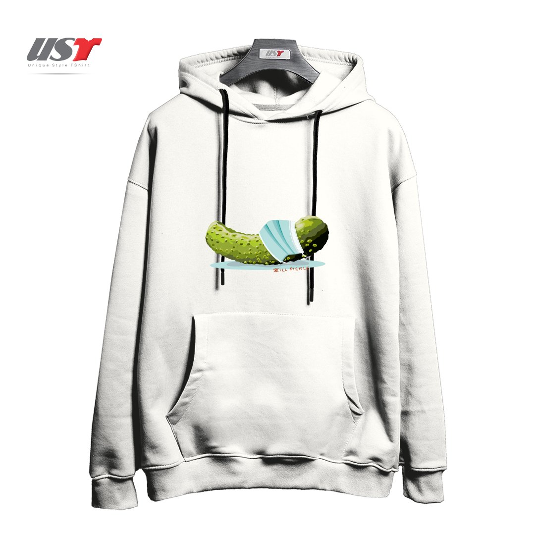 طرح ILL PICKLE هودی اورسایزرنگ سفید