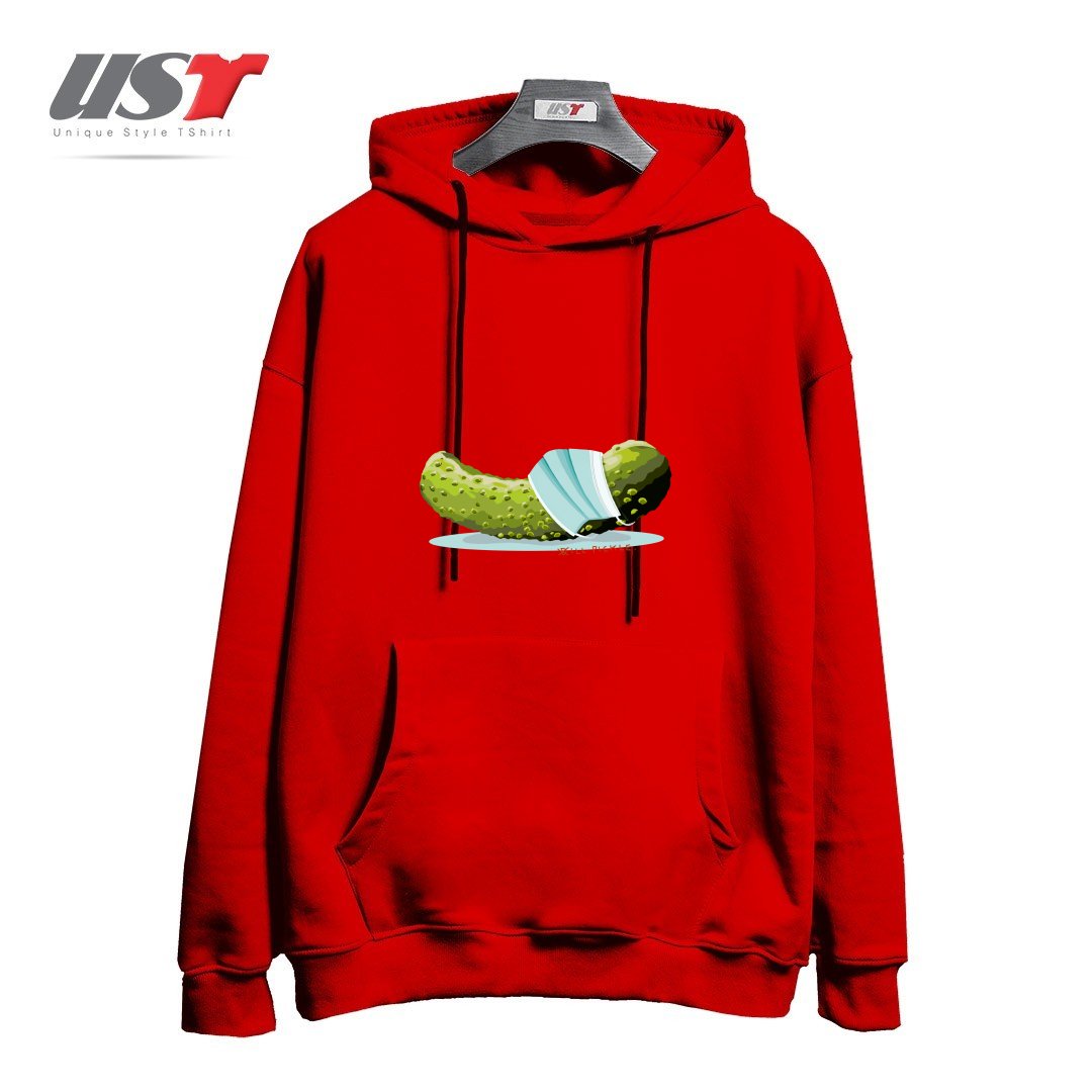 طرح ILL PICKLE هودی اورسایزرنگ قرمز