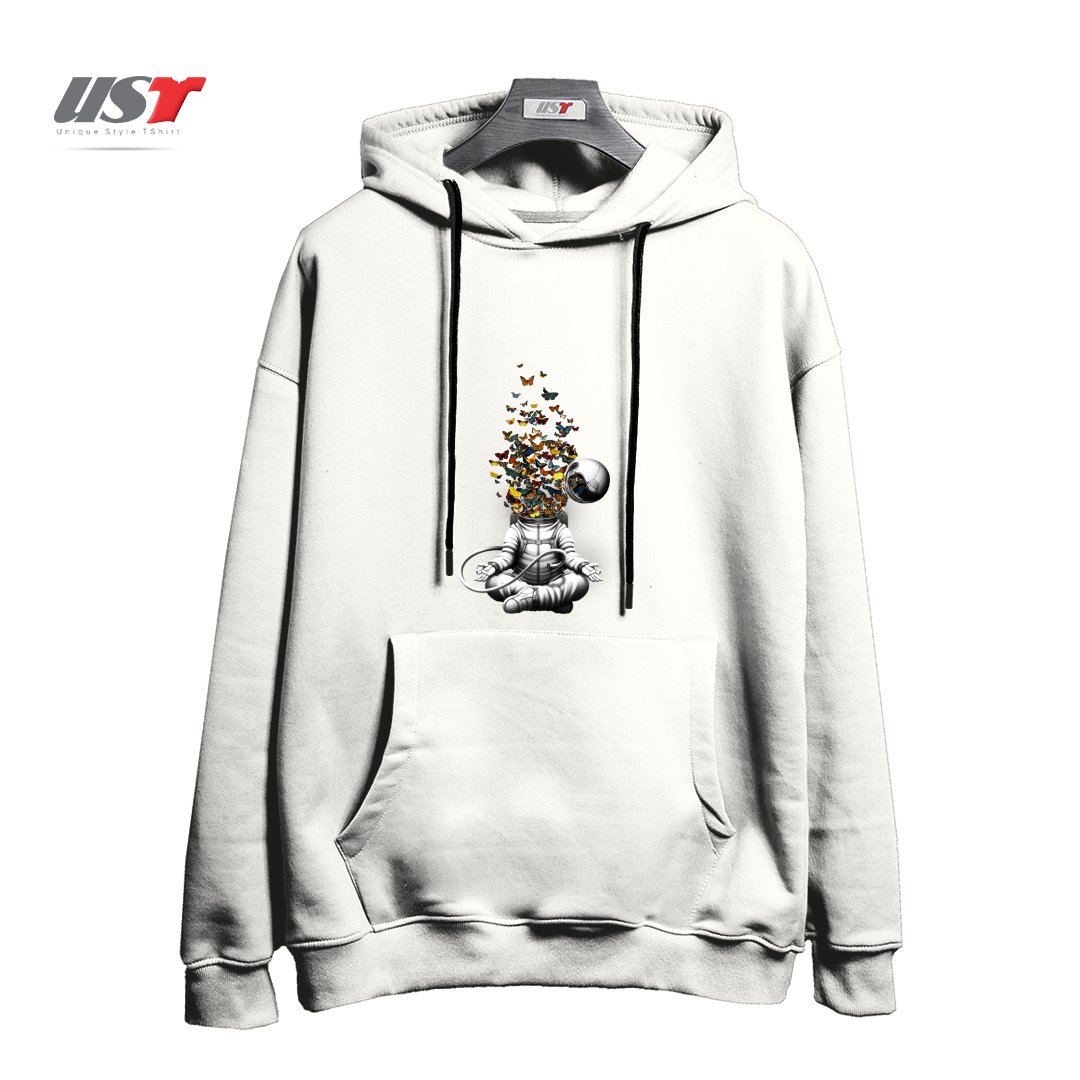 هودی اورسایز طرح RELEASE - MEDITATION BUTTERFLY COLLAGE