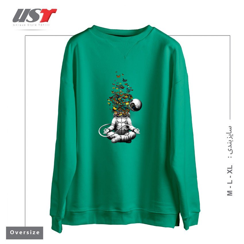 سوییشرت اورسایز طرح RELEASE - MEDITATION BUTTERFLY COLLAGE