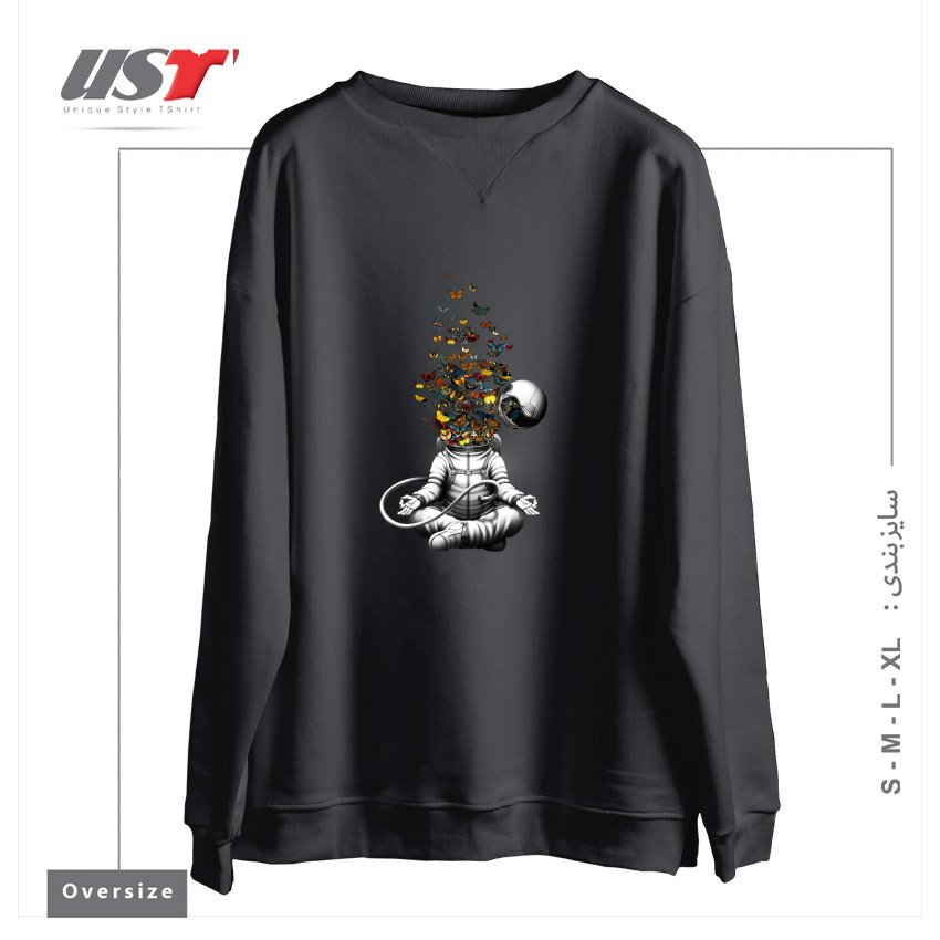 سوییشرت اورسایز طرح RELEASE - MEDITATION BUTTERFLY COLLAGE